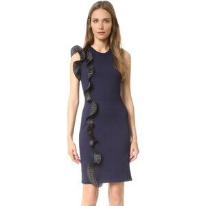 Opening Ceremony Ruffle Tank Dress Mini Fitted Ink Navy Blue Black Mini XS